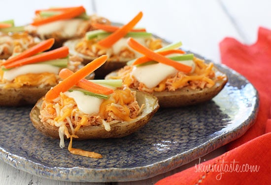 Crispy Buffalo Chicken Stuffed Potato Skins